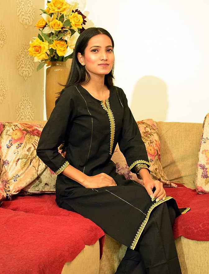 Black embroidery kurta with pants