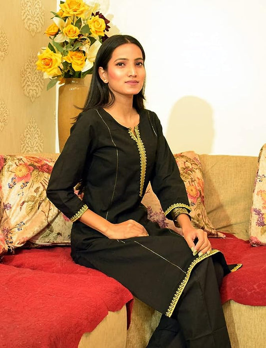 Black embroidery kurta with pants
