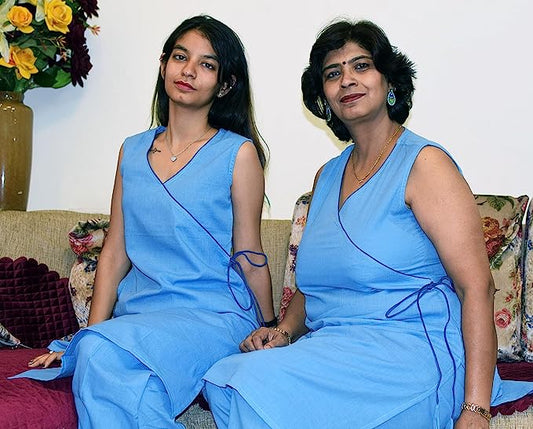 Light Blue Angrakha cotton co-ord set