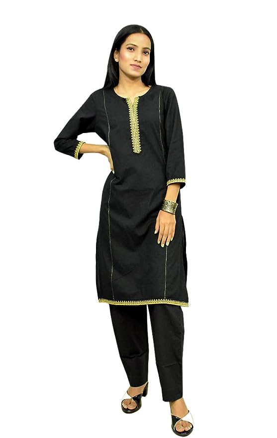 Black embroidery kurta with pants