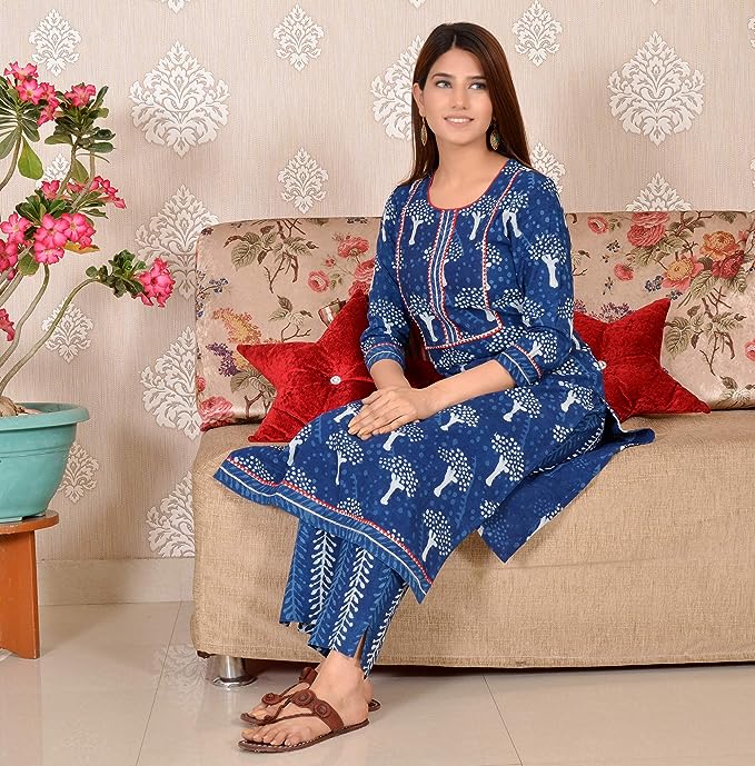 Indigo Printed Cotton coord set