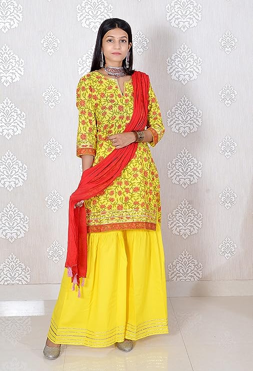 Yellow pure Chanderi full Stitched Suit with Matching Dupatta