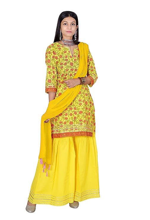 Yellow pure Chanderi full Stitched Suit with Matching Dupatta