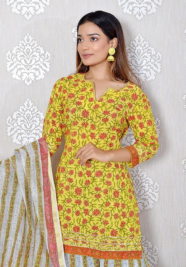 Yellow pure Chanderi full Stitched Suit with Matching Dupatta