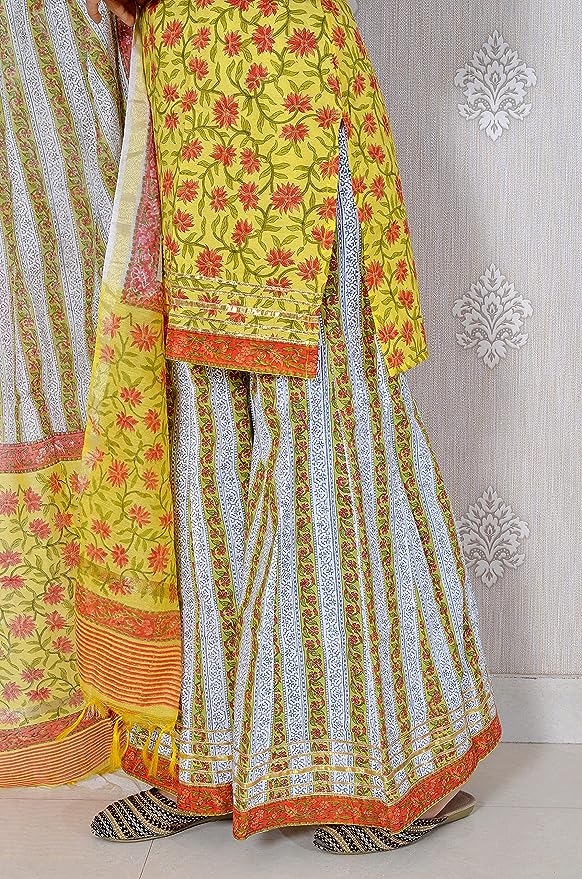 Yellow pure Chanderi full Stitched Suit with Matching Dupatta