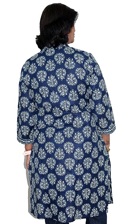 Indigo Nehru neck long kurta