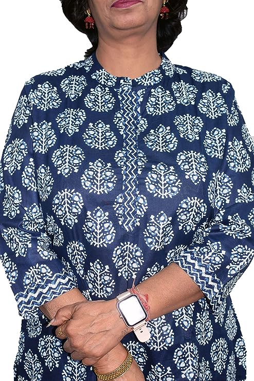 Indigo Nehru neck long kurta