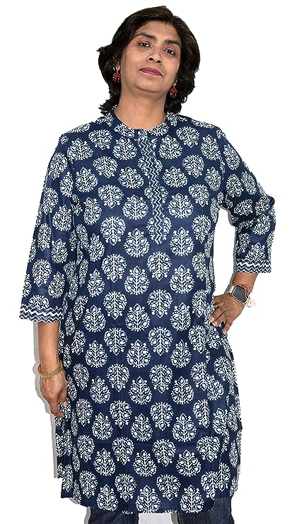 Indigo Nehru neck long kurta