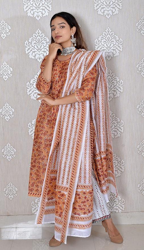 Orange pure Chanderi Sequin work full Suit With Dupatta