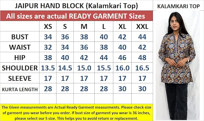 V-neck kalamkari short Kurti