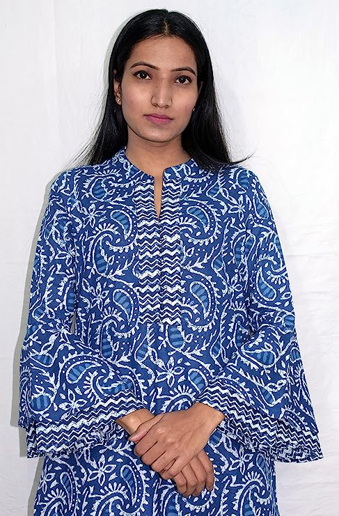 Indigo Paisley umbrella sleeves coord set