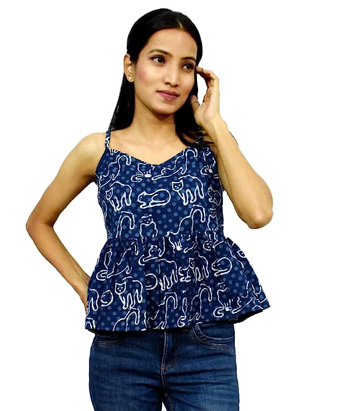 lndigo Flared Crop Top