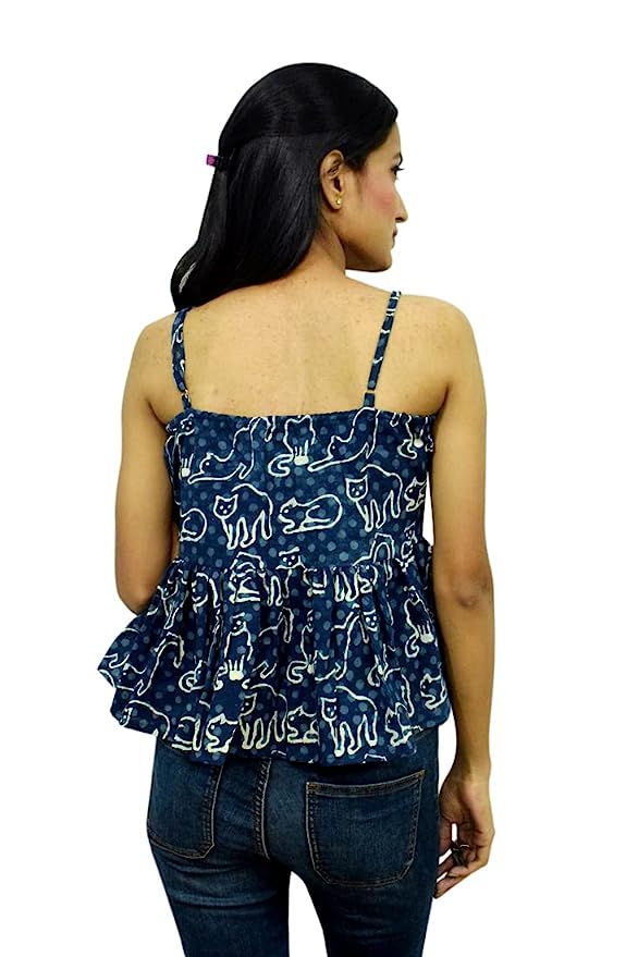 lndigo Flared Crop Top