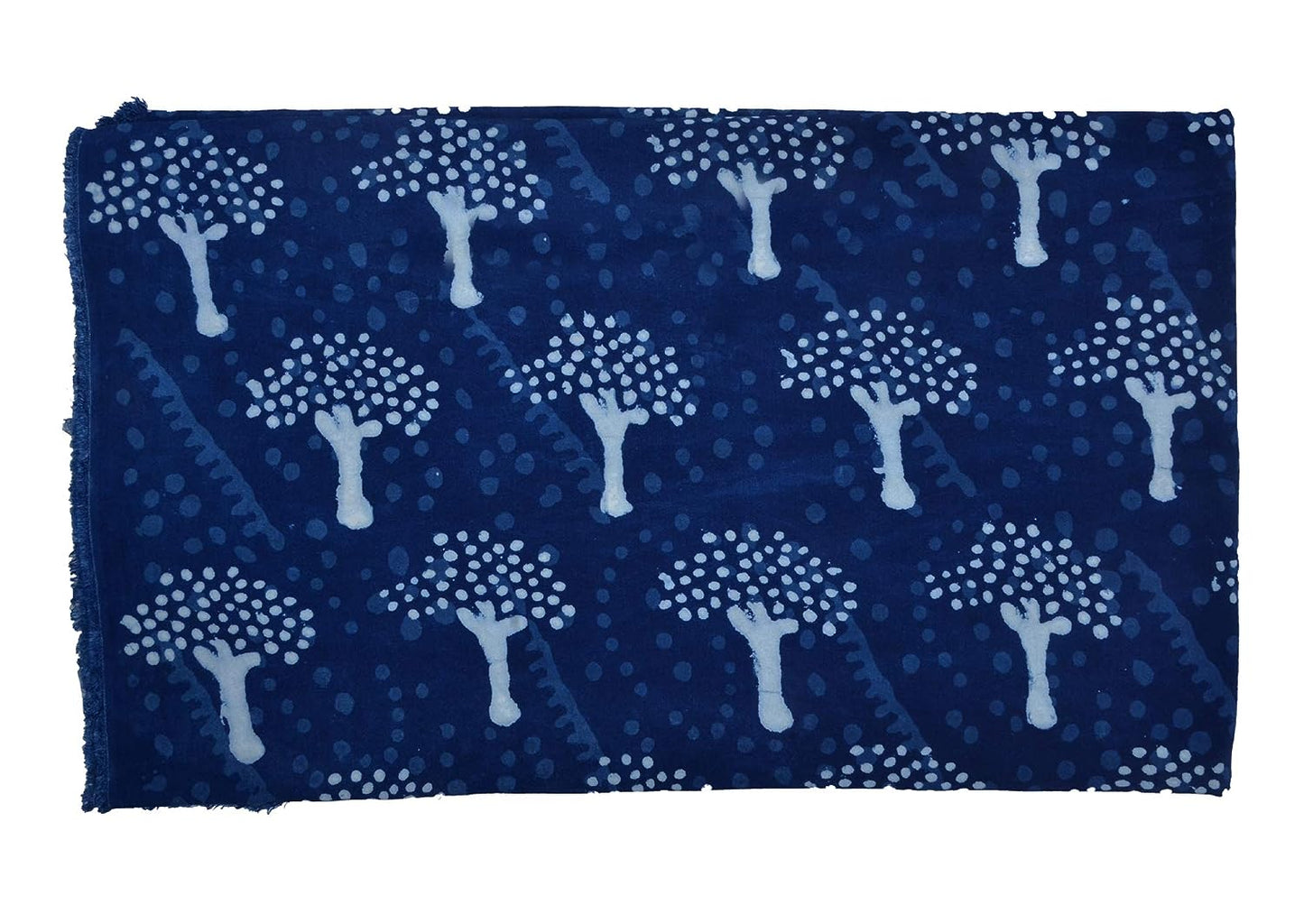Indigo Tree Print Cotton Fabric