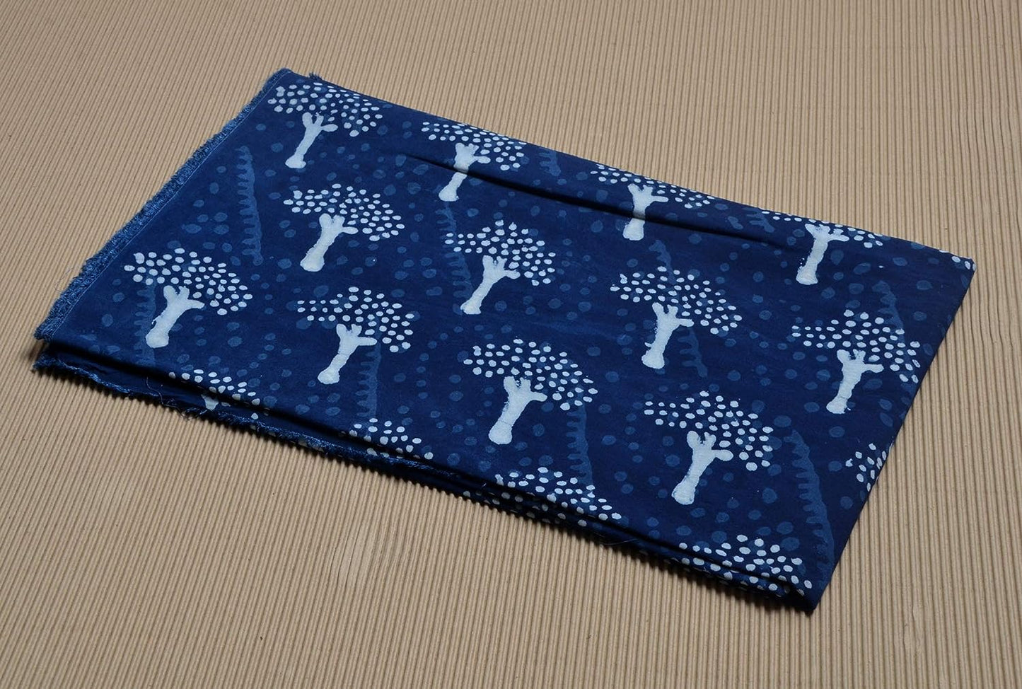 Indigo Tree Print Cotton Fabric