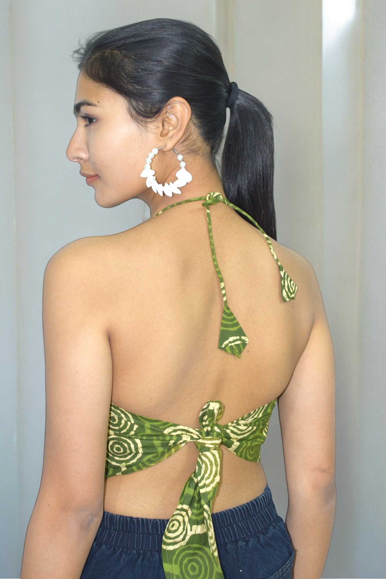 Circle green Backless leghanga set
