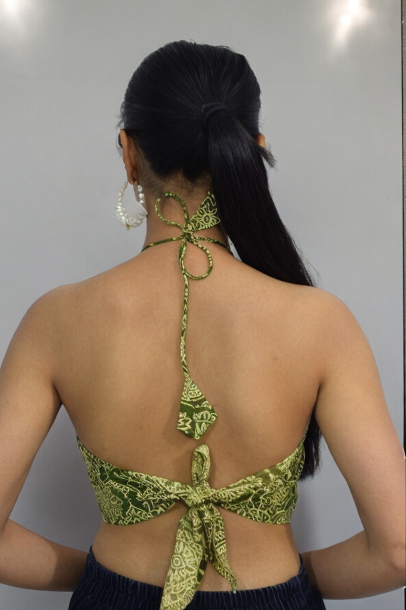 Mughal green Backless leghanga set