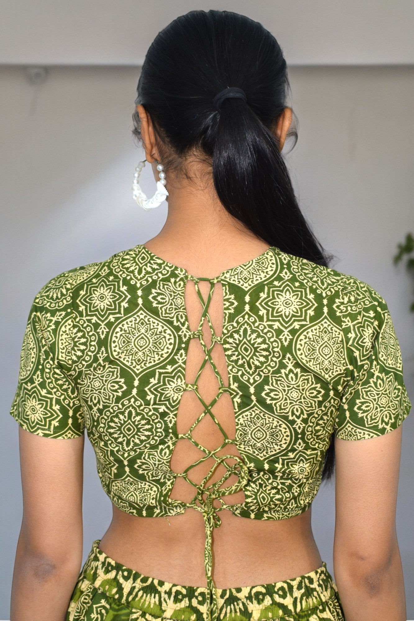 Mughal green half sleeves lehanga set