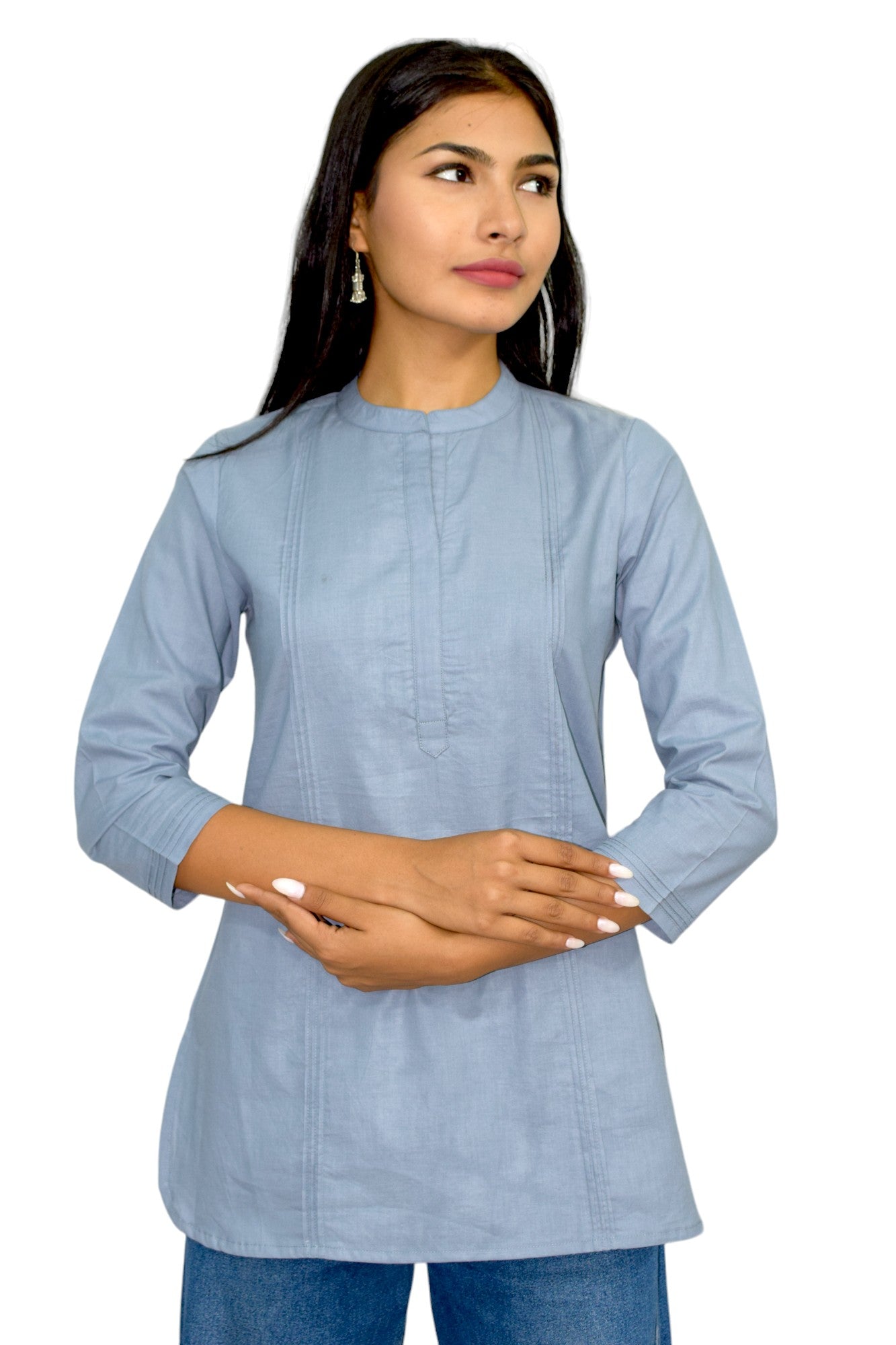 Pintex Grey plain short kurta