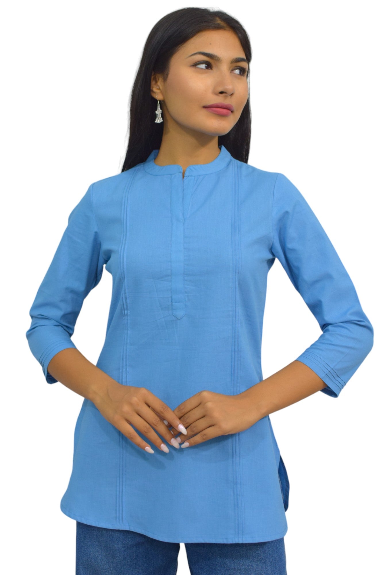 Pintex Aqua plain short kurta