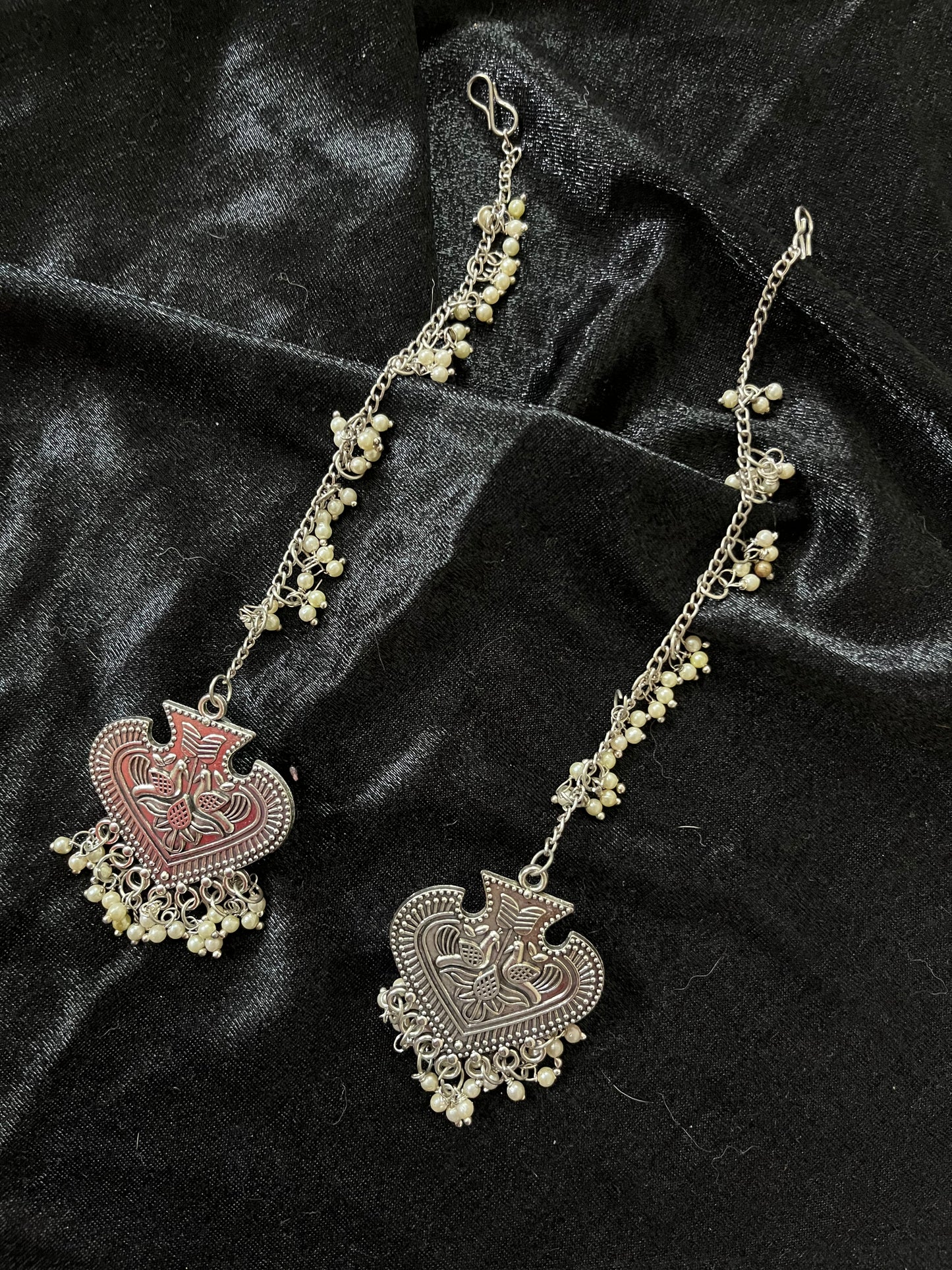 Paan long oxidised earrings