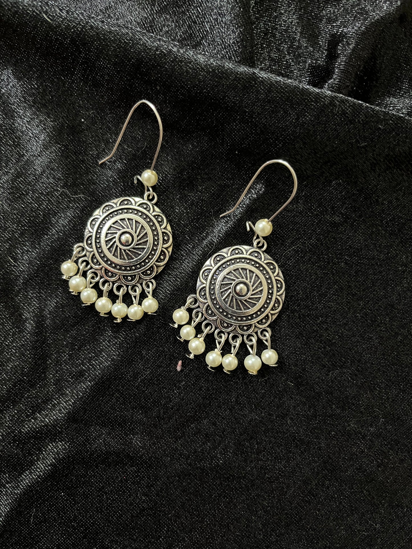 mandala oxidised earrings