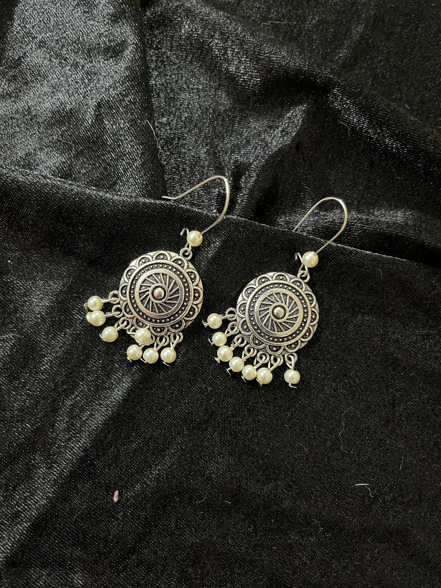 mandala oxidised earrings