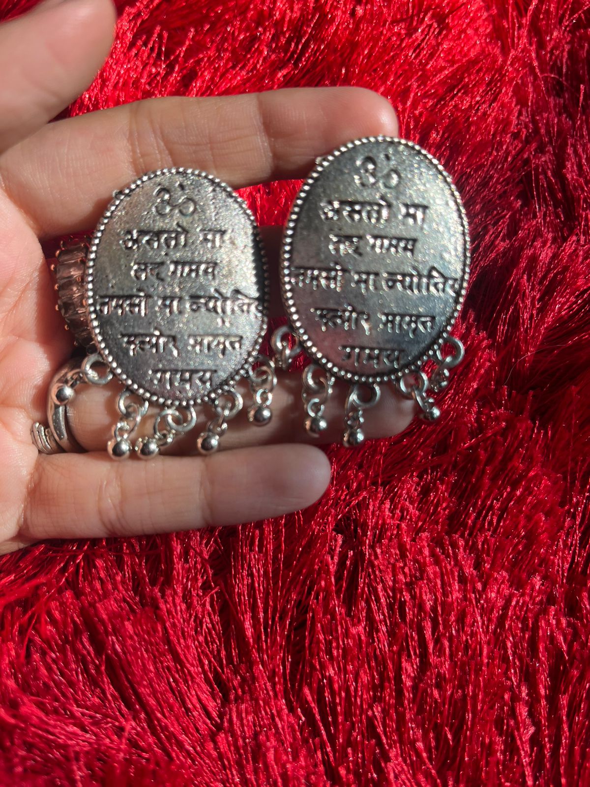 mantra oval oxidised stud earrings