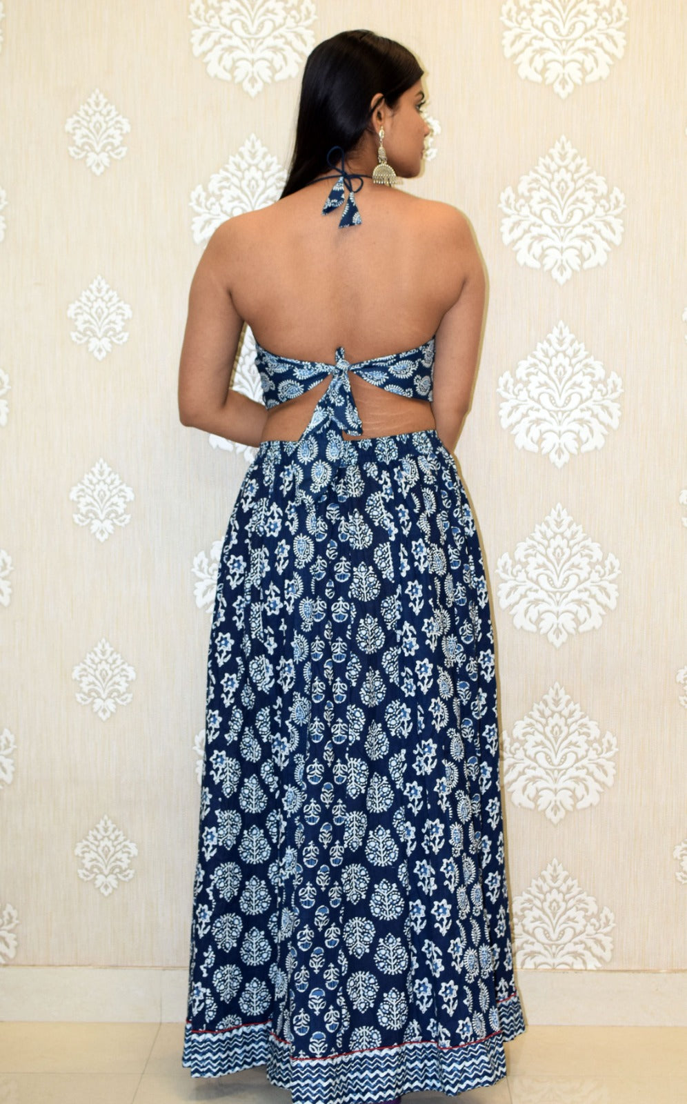 Morpankhi Indigo Backless leghanga set