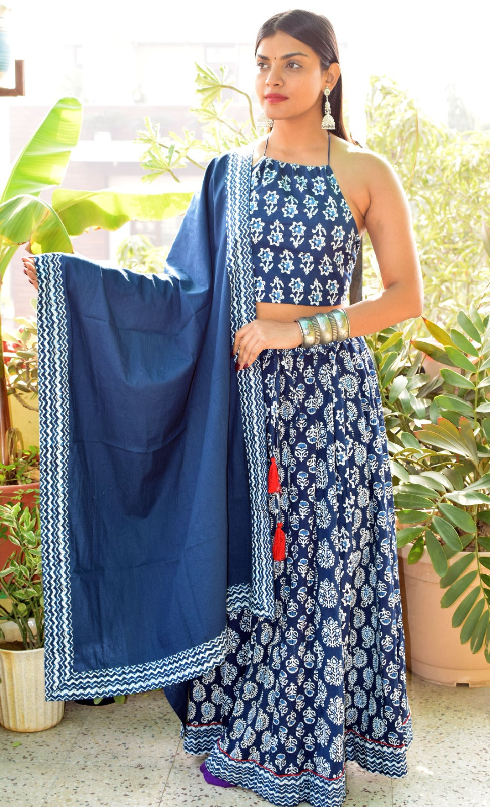 New Booti Indigo Backless leghanga set