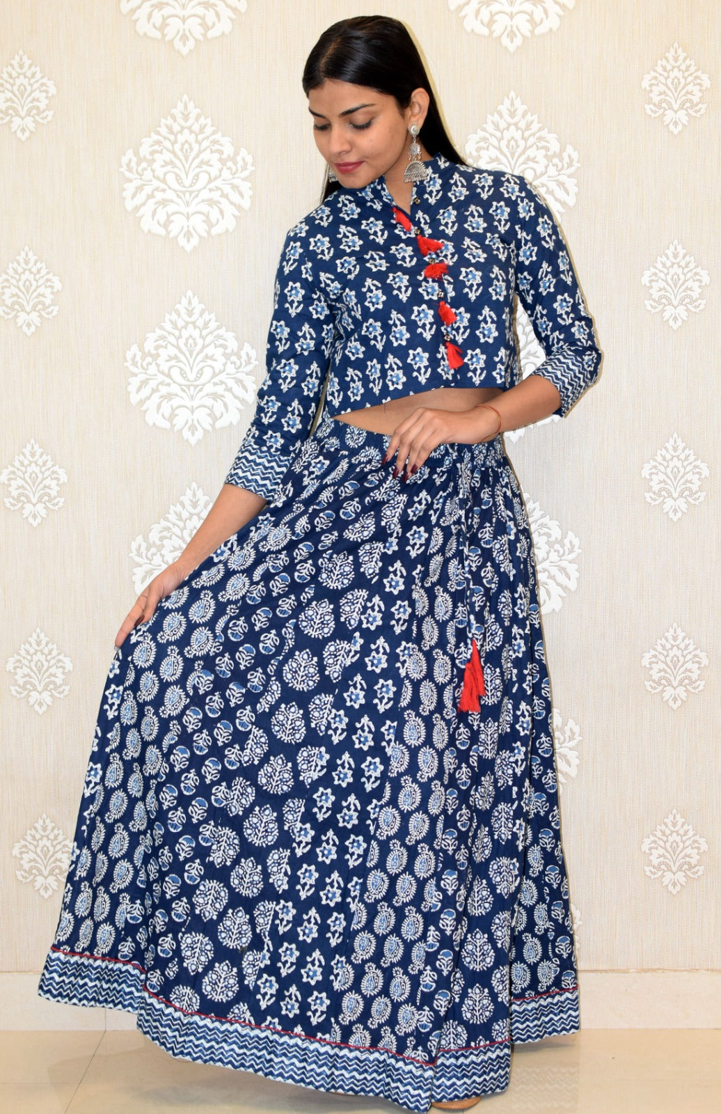 New Booti Indigo Rayon leghanga set
