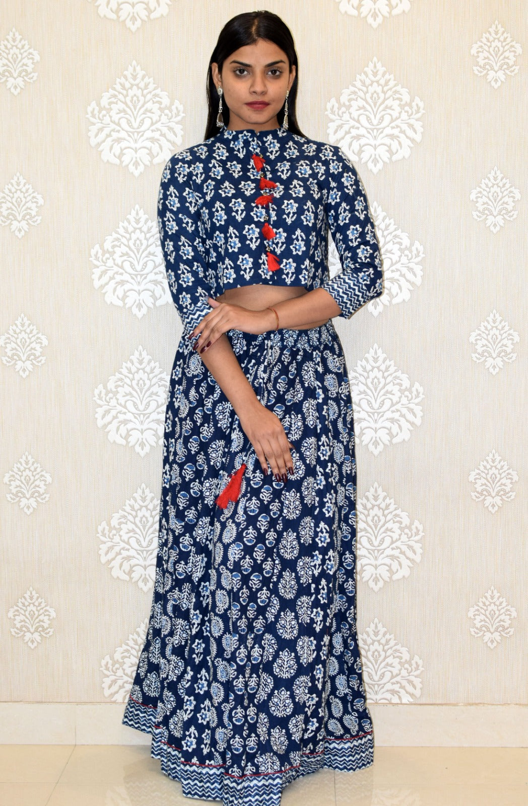 New Booti Indigo Rayon leghanga set