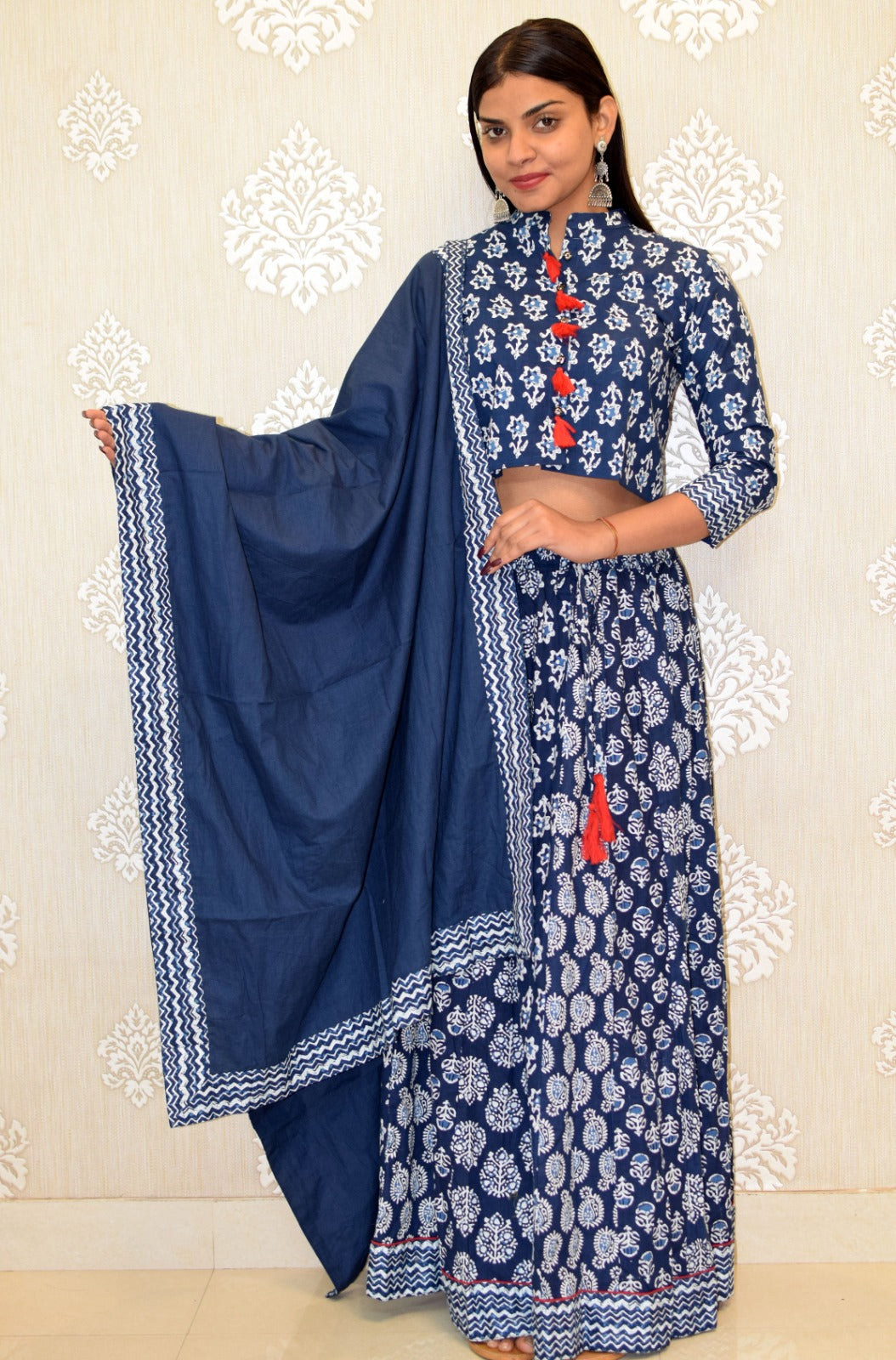 New Booti Indigo Rayon leghanga set