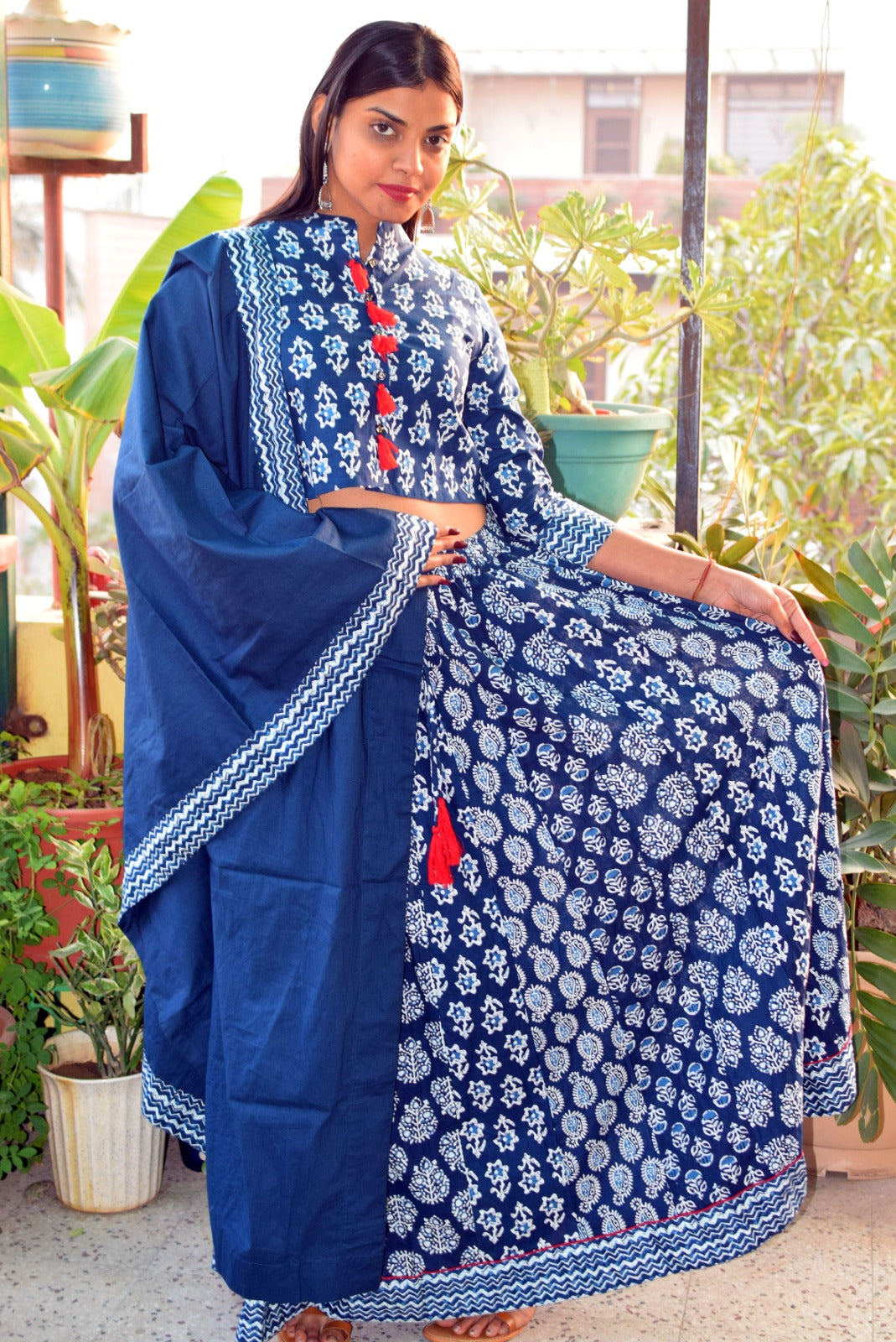 New Booti Indigo Rayon leghanga set