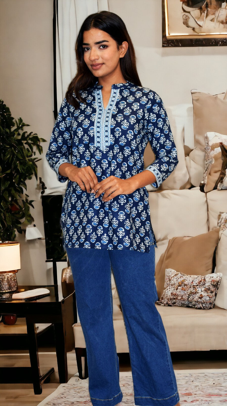 Indigo Smallbooti women's short Kurti