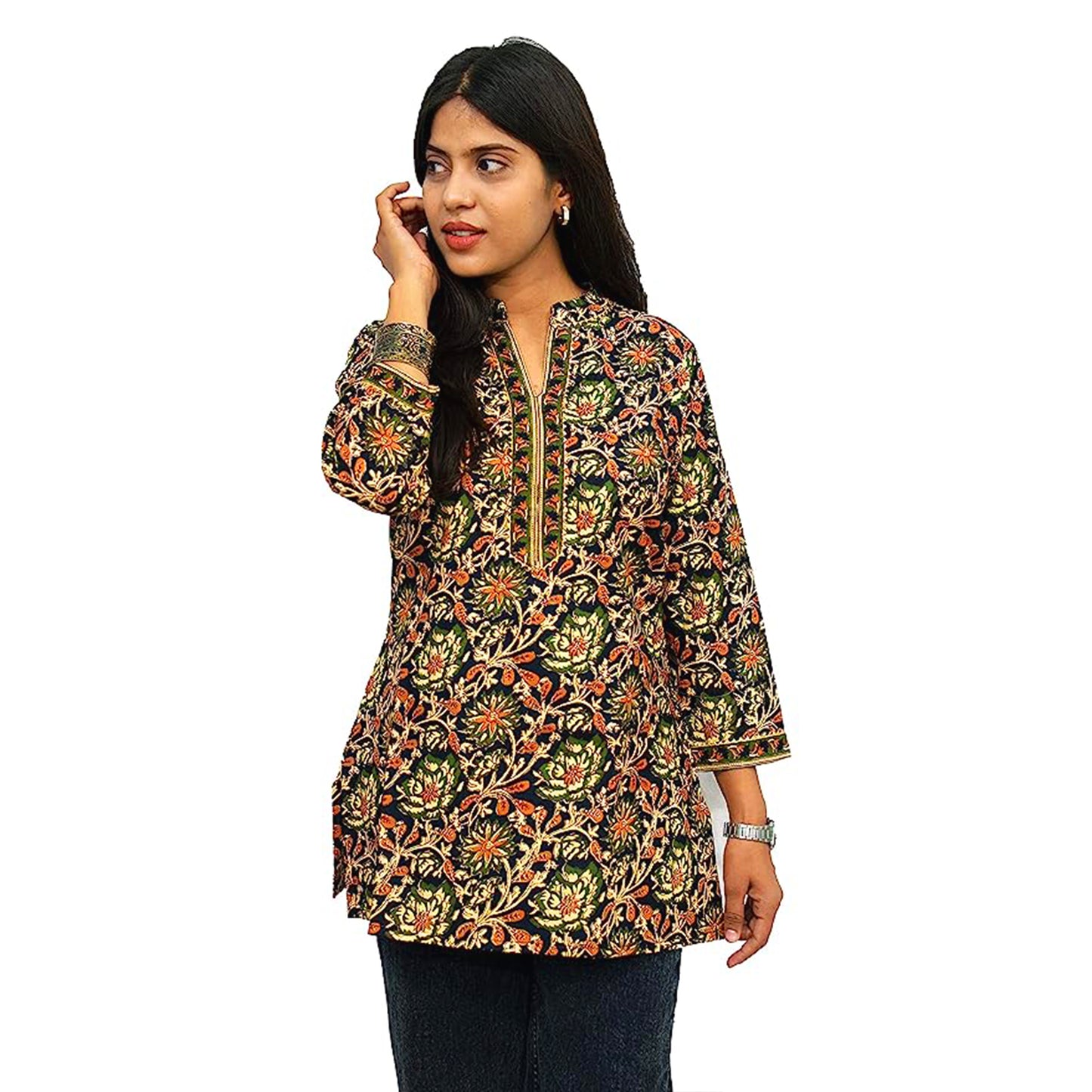 Green Kalamkari short kurta
