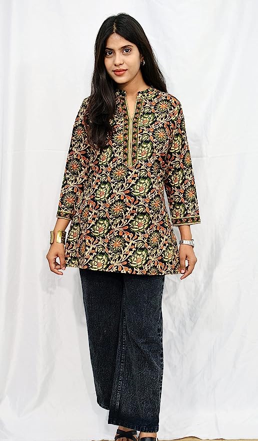 Green Kalamkari short kurta