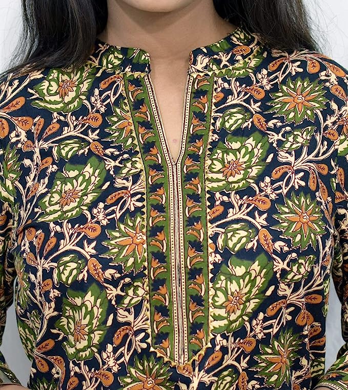 Green Kalamkari short kurta