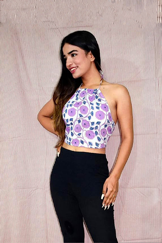 Purple Halter neck crop top