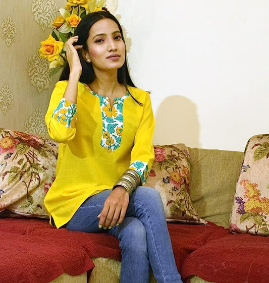 Yellow short Kurti top