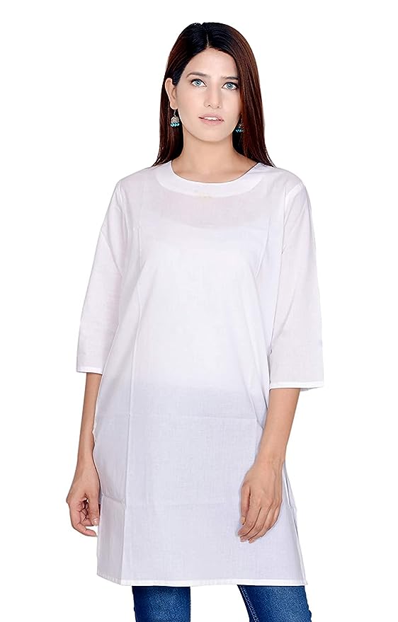 White round neck Plain Cotton Kurta