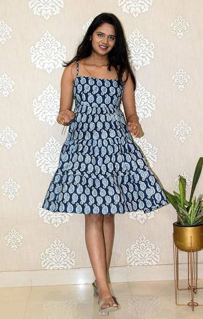 Amer booti indigo thigh length pintresty frock