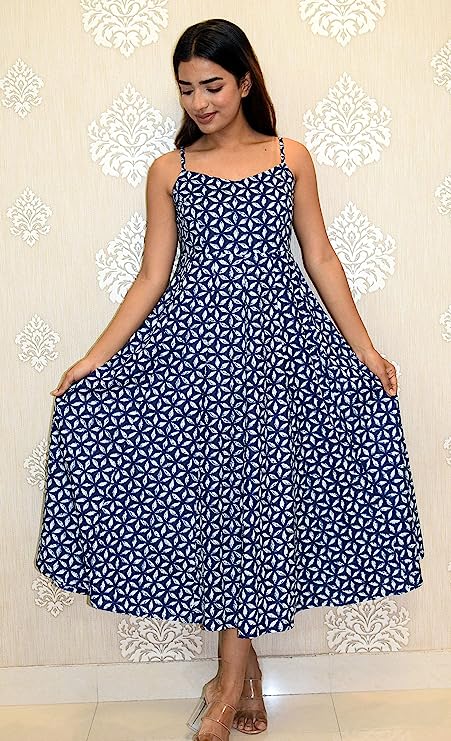 Star Indigo Long Flared A Line Dress