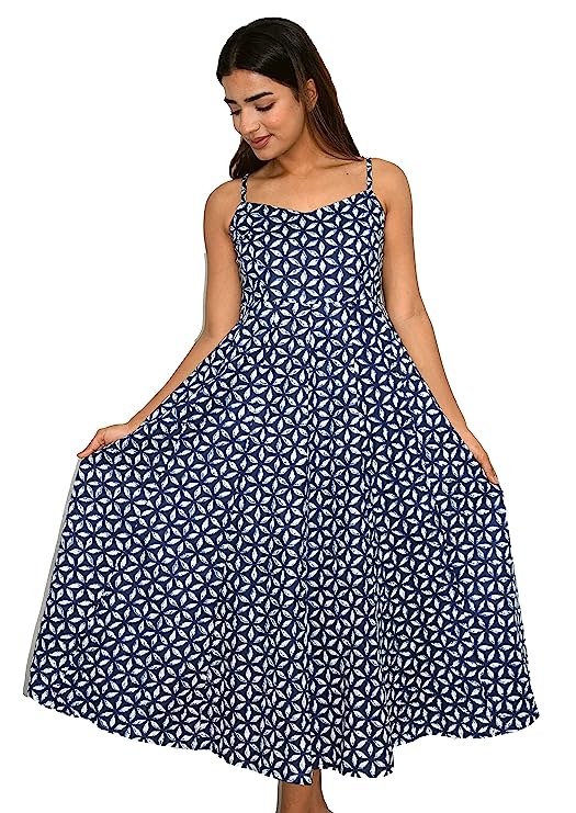 Star Indigo Long Flared A Line Dress