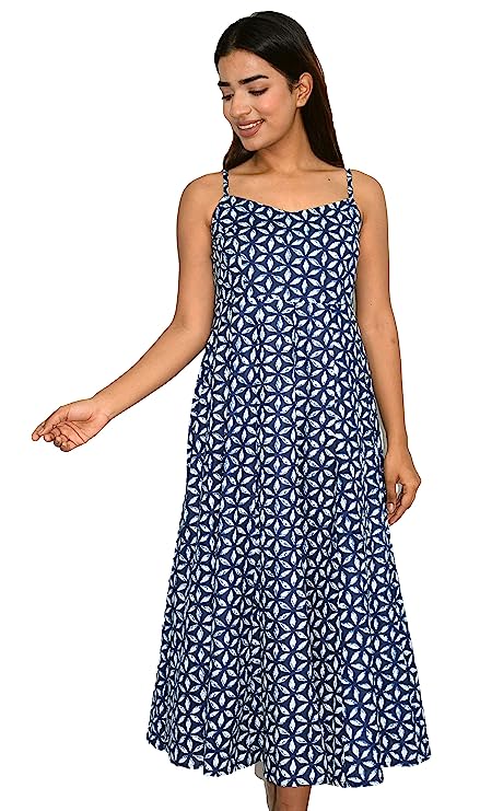 Star Indigo Long Flared A Line Dress