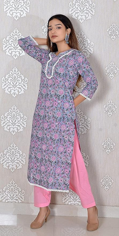 Grey Printed Cotton coord set with salwar