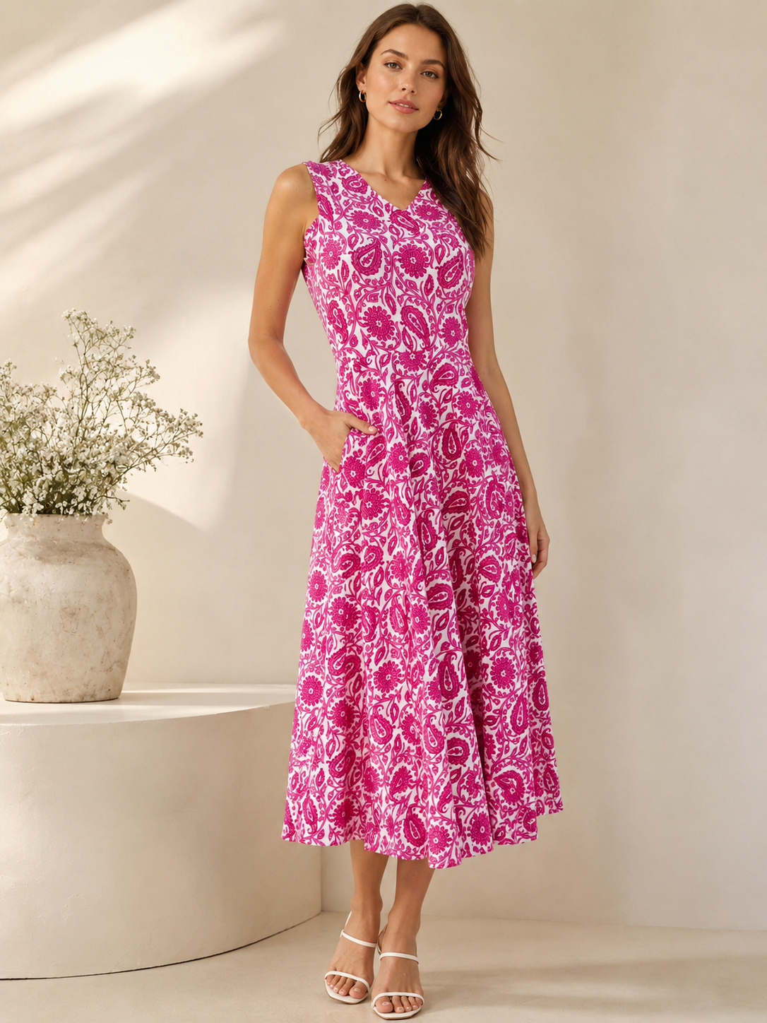 Rosé Bloom Midi Dress