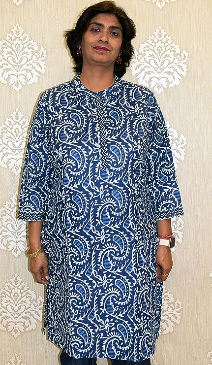 Indigo Nehru neck long kurta