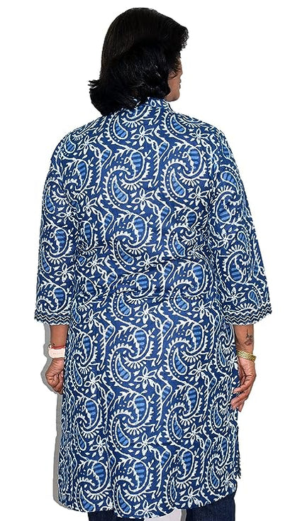 Indigo Nehru neck long kurta