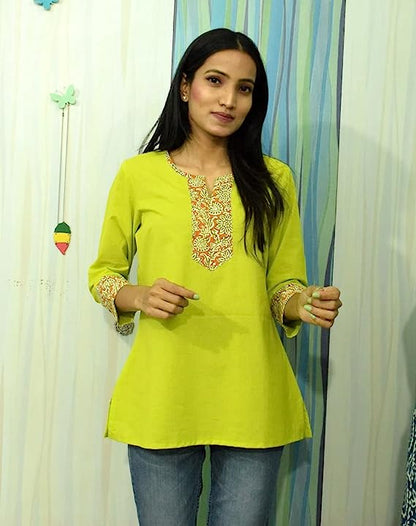 Neon Green short Kurti top